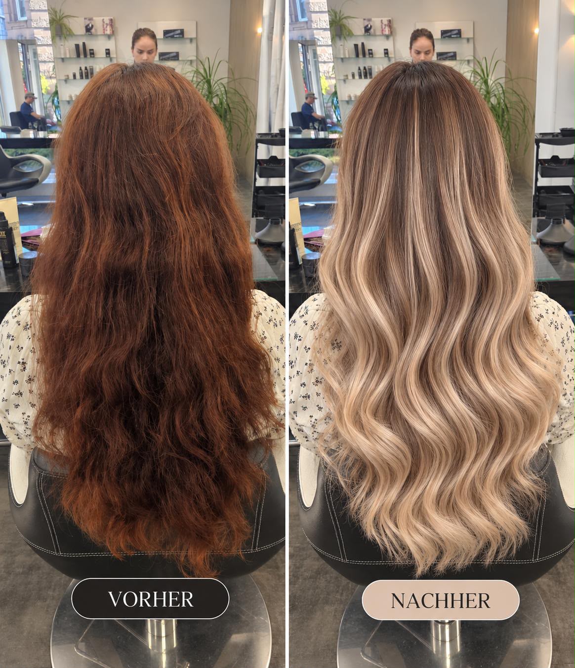 Vorher-Nachher Ergebnis einer weiteren Haarbehandlung